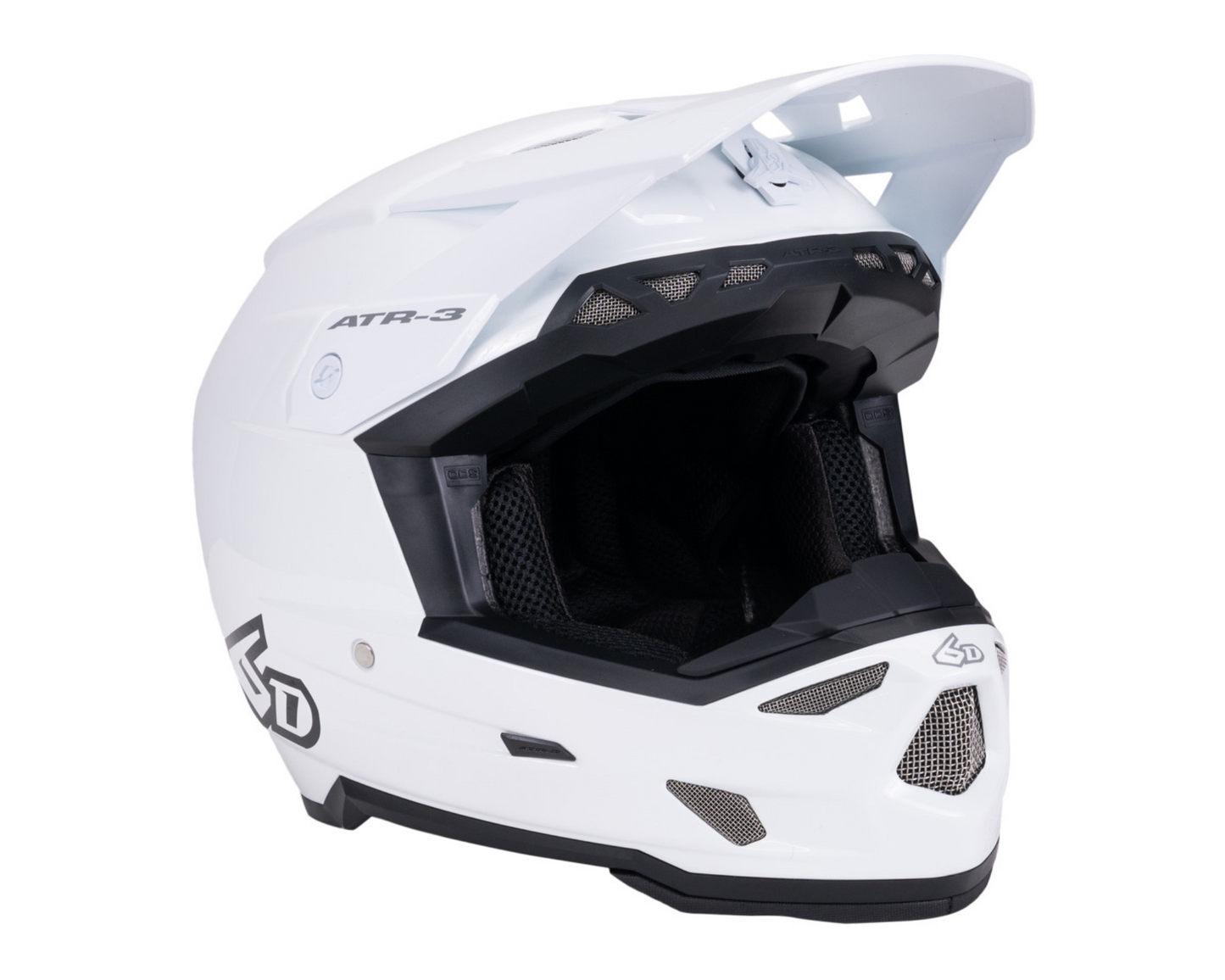 6D ATR-3 SOLID GLOSS WHITE YOUTH HELMET