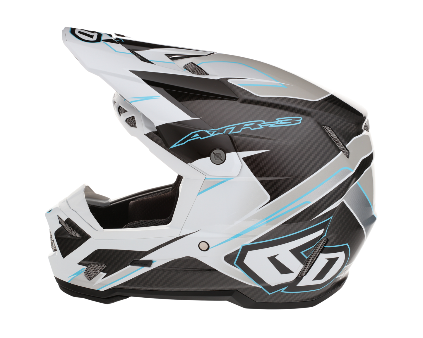 6D ATR-3 REFLEX GLOSS WHITE CYAN HELMET