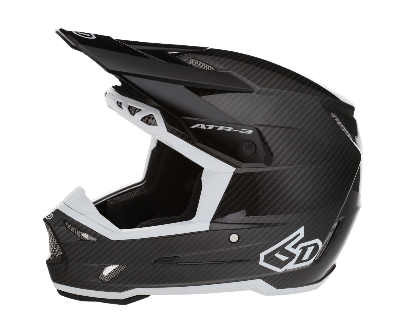 6D ATR-3 SOLID GLOSS BLACK/WHITE HELMET