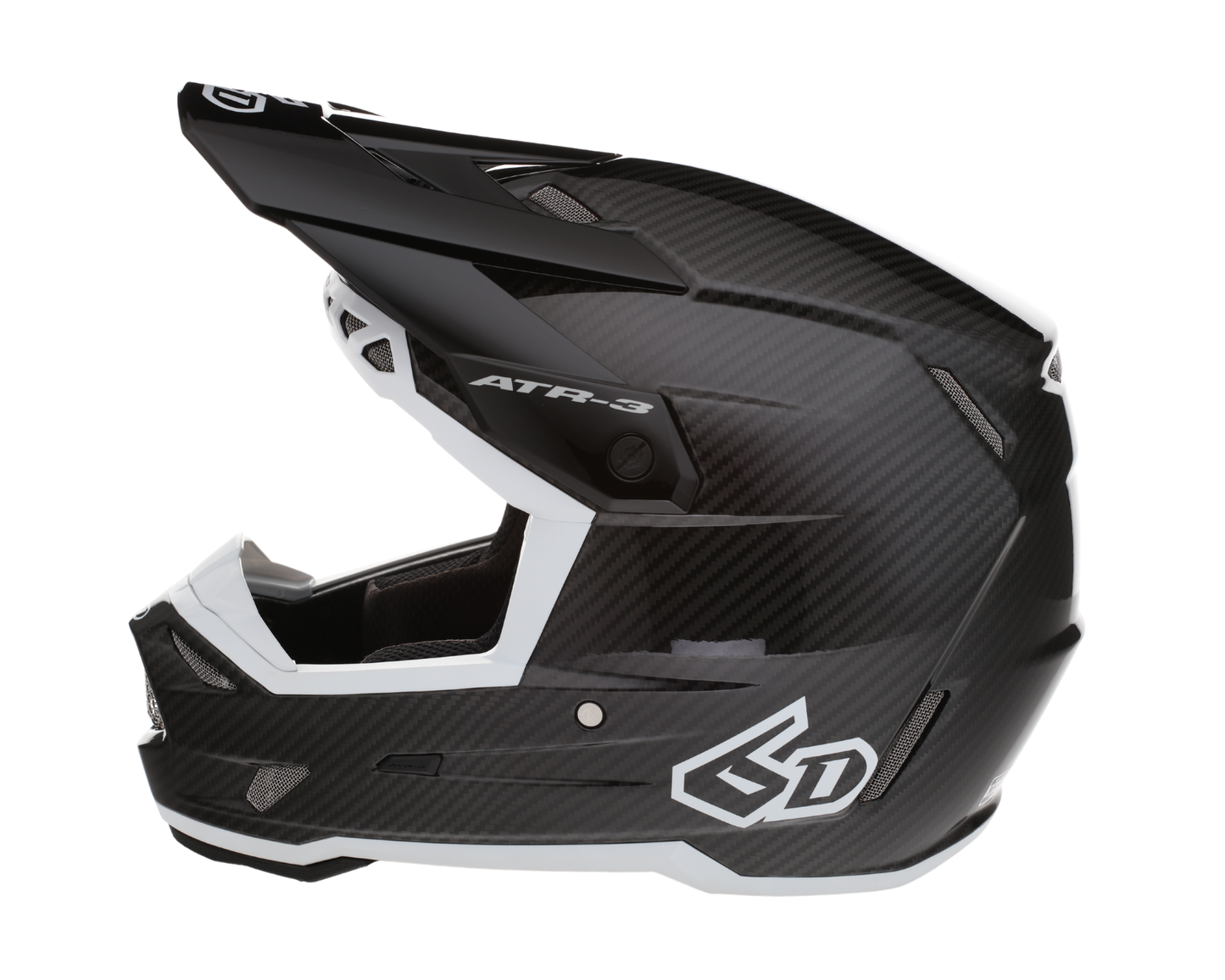 6D ATR-3 SOLID GLOSS BLACK/WHITE HELMET