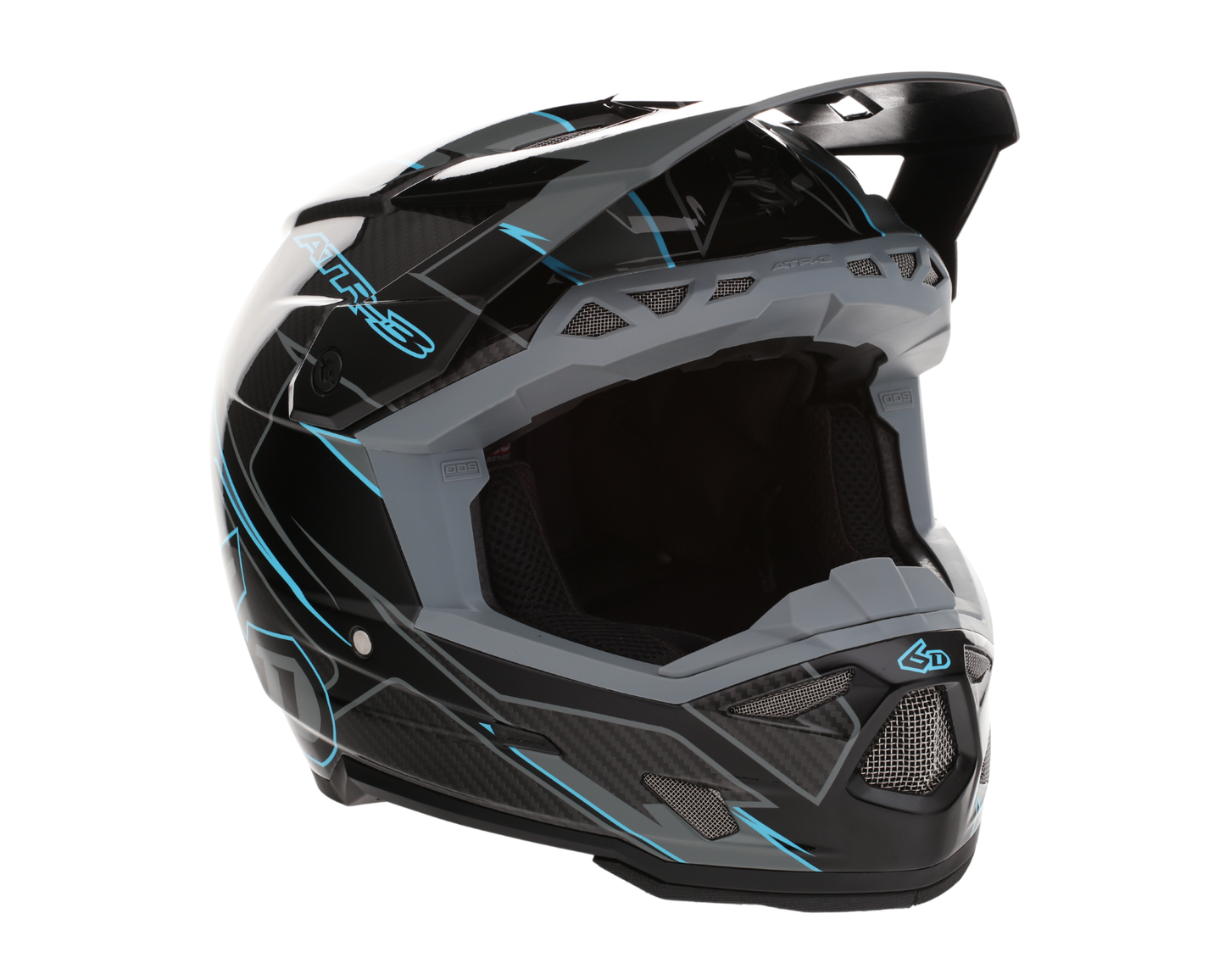 6D ATR-3 REFLEX GLOSS BLACK CYAN HELMET
