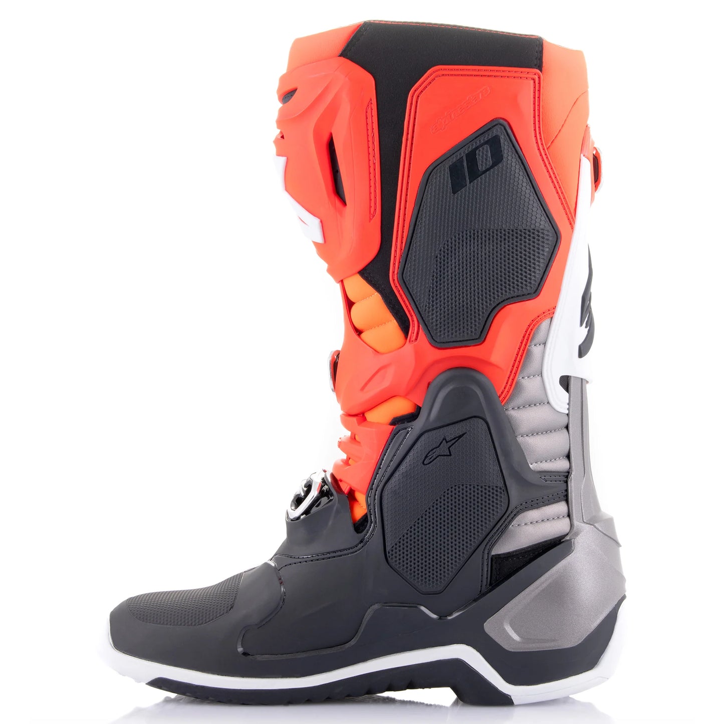 ALPINESTARS 2025 TECH 10 BLACK/RED/FLURO ORANGE/FLURO WHITE BOOTS