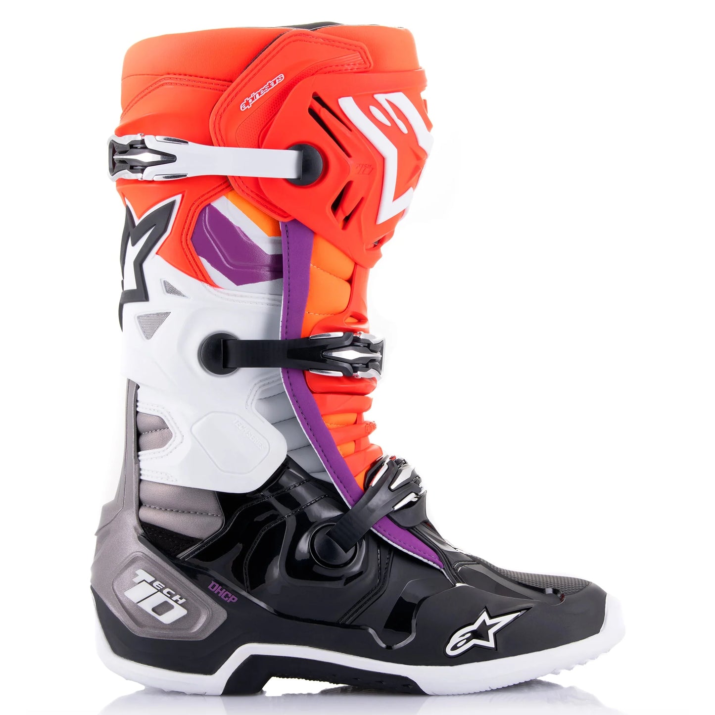 ALPINESTARS 2025 TECH 10 BLACK/RED/FLURO ORANGE/FLURO WHITE BOOTS