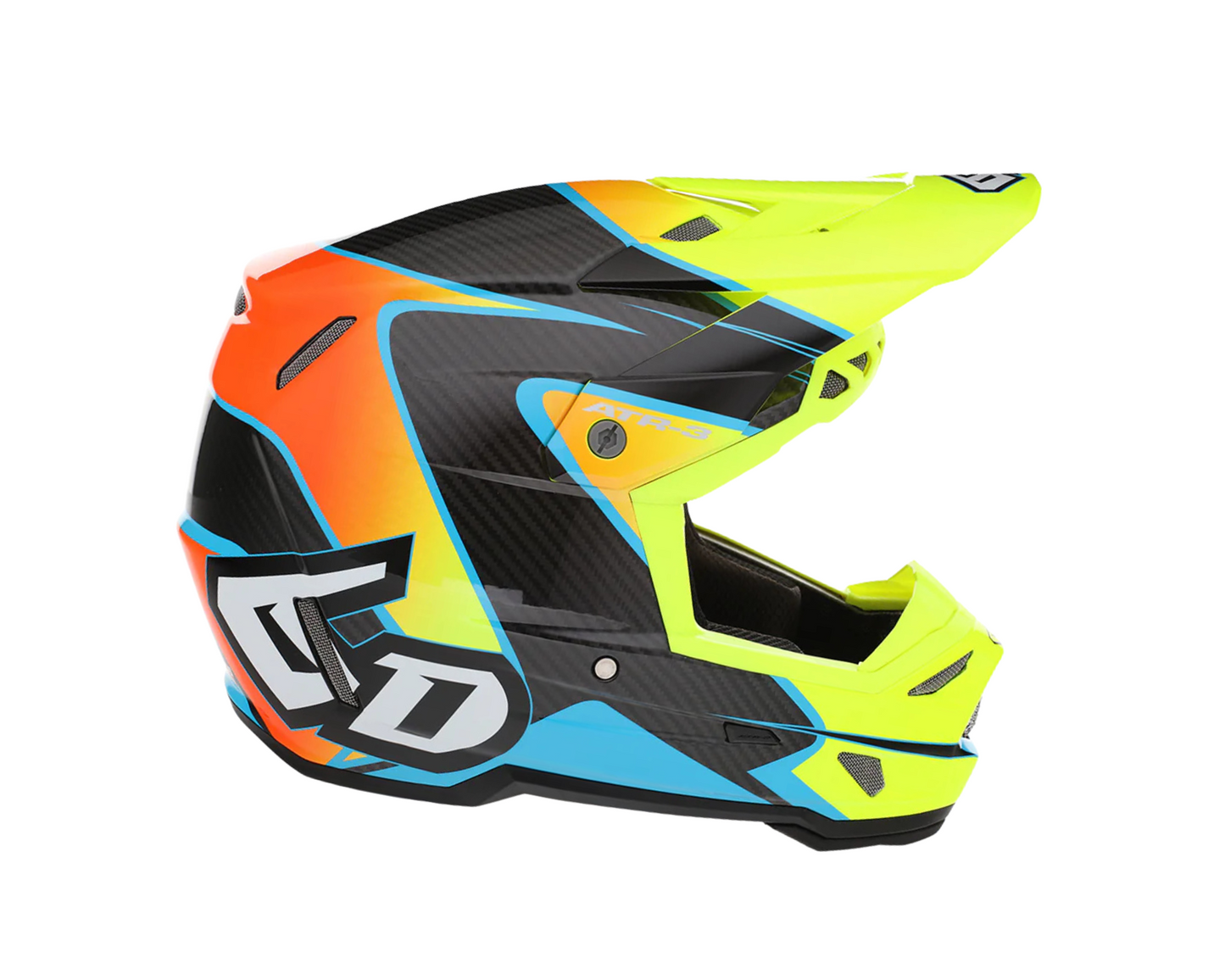 6D ATR-3 WAVE GLOSS CYAN/NEON ORANGE/NEON YELLOW YOUTH HELMET