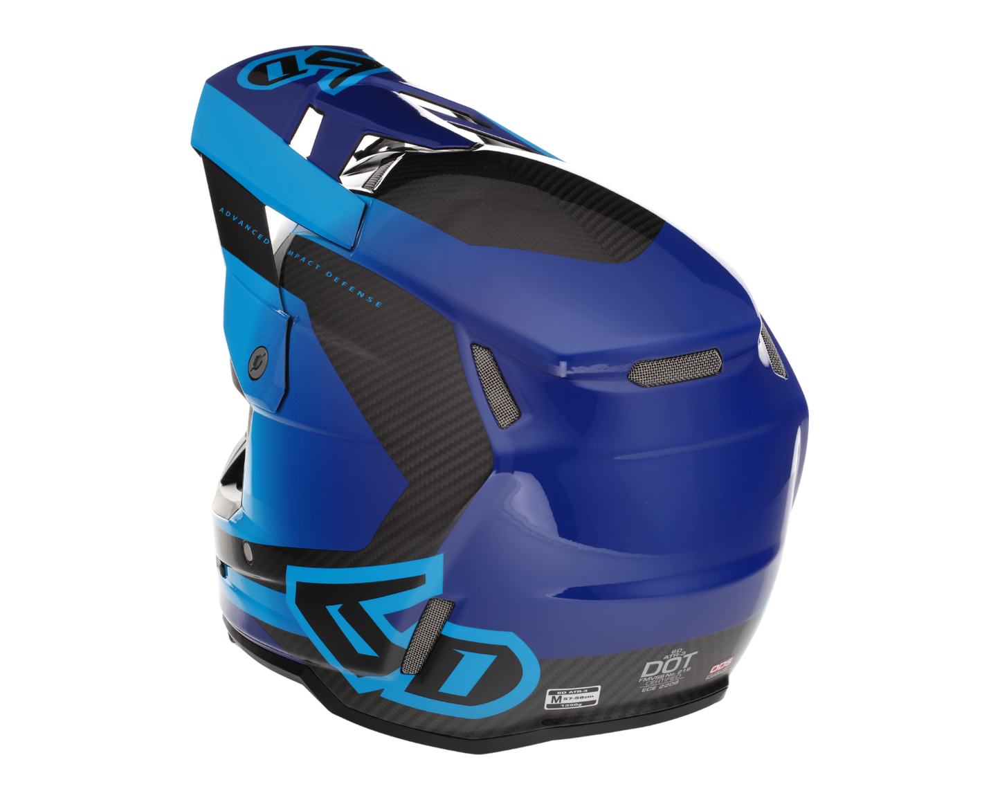 6D ATR-3 PURE GLOSS CYAN BLUE HELMET