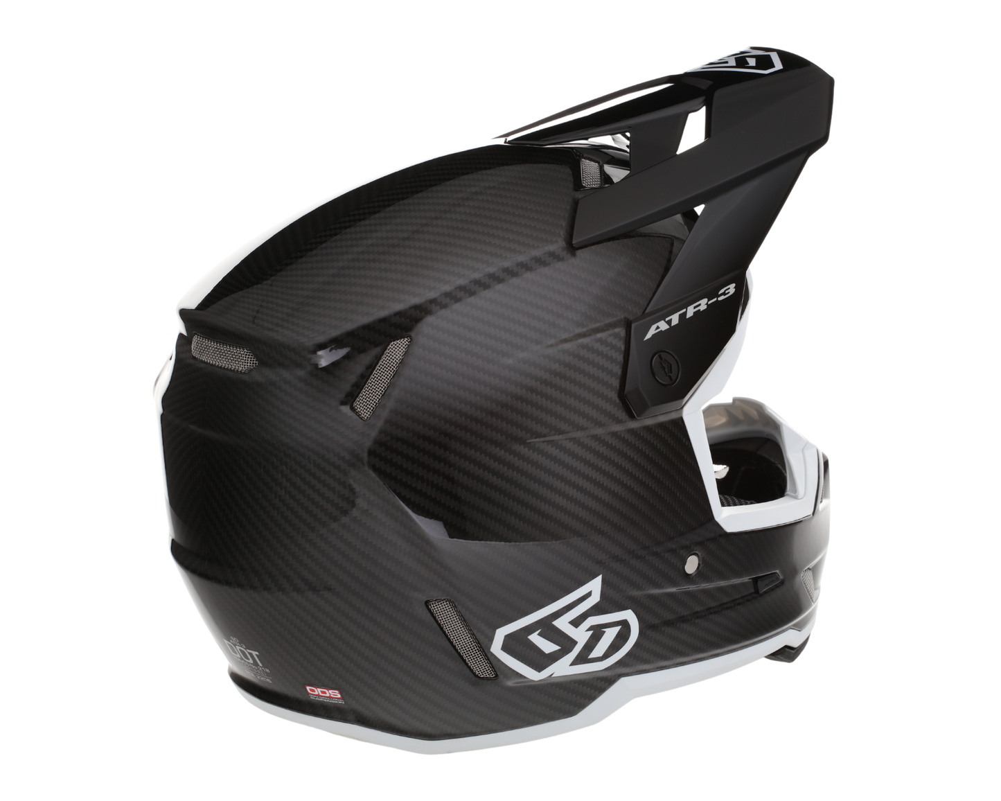 6D ATR-3 SOLID GLOSS BLACK/WHITE HELMET