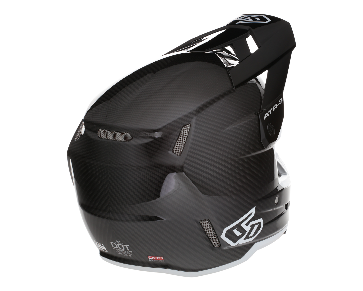 6D ATR-3 SOLID GLOSS BLACK/WHITE HELMET