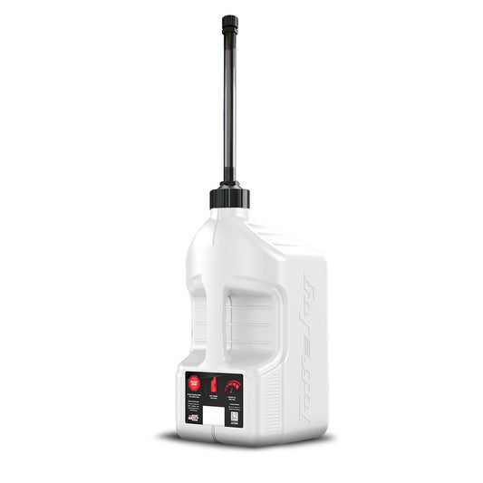 TUFF JUG GEN 3 20L WHITE STANDARD CAP FUEL CAN W/ BLACK AUTO STOP SPOUT