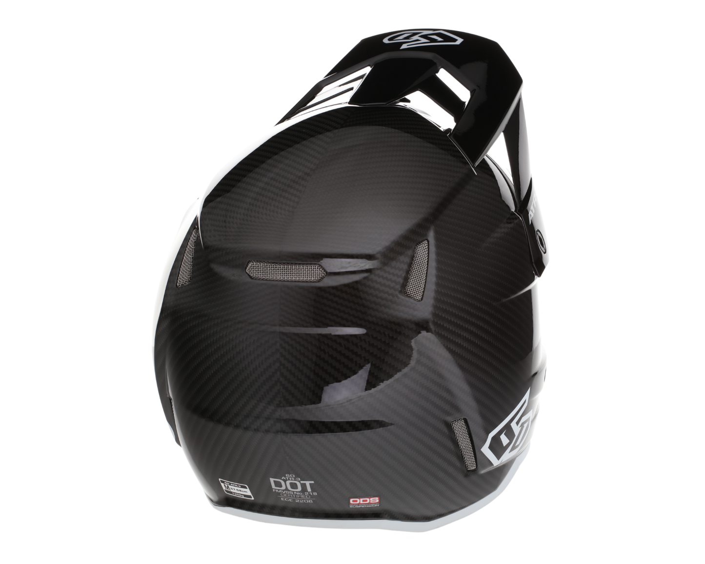6D ATR-3 SOLID GLOSS BLACK/WHITE HELMET