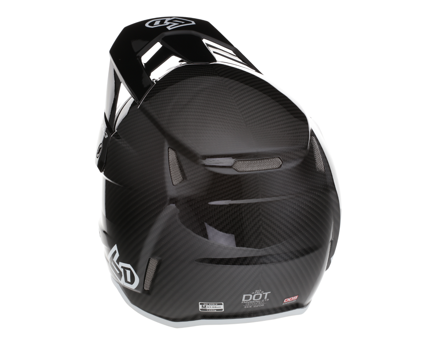 6D ATR-3 SOLID GLOSS BLACK/WHITE HELMET