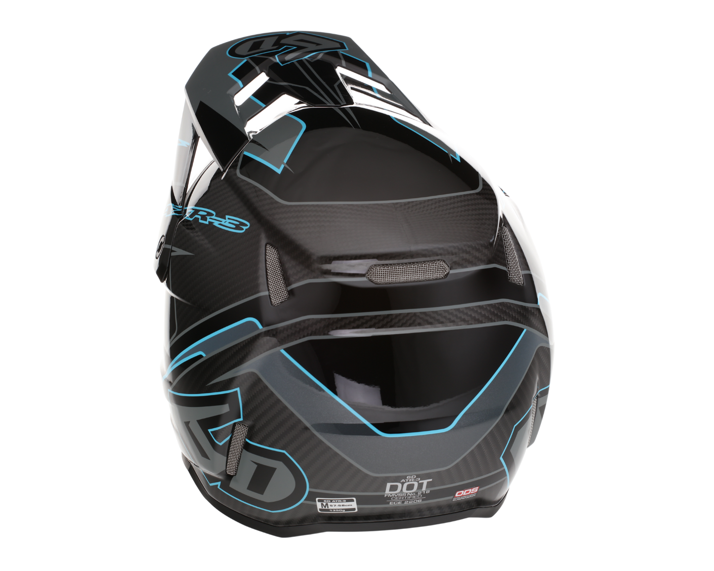 6D ATR-3 REFLEX GLOSS BLACK CYAN HELMET