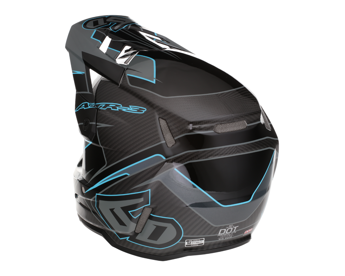 6D ATR-3 REFLEX GLOSS BLACK CYAN HELMET