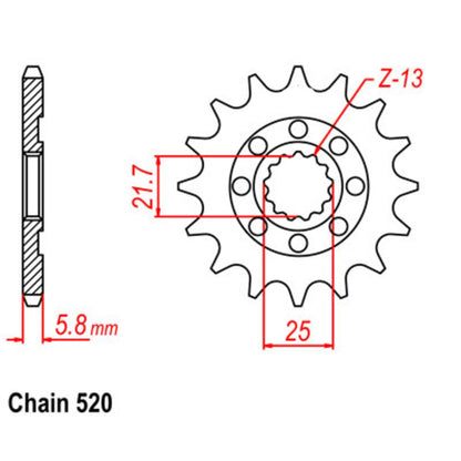 SUPERSPROX FRONT SPROCKET STEALTH HIGH PERFORMANCE KAWASAKI KX450F 06-26 KX450X 21-25 KLX450R 08-23