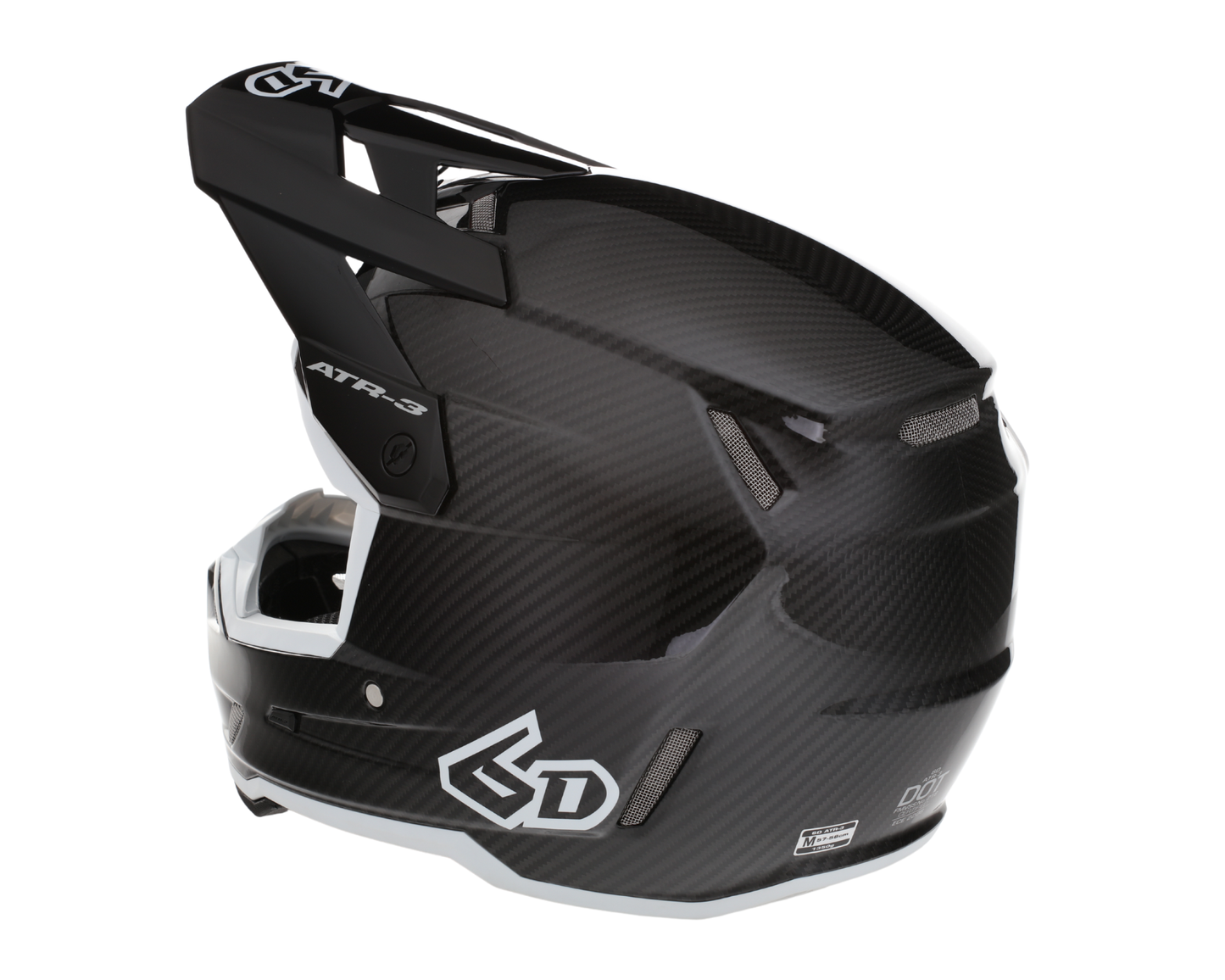 6D ATR-3 SOLID GLOSS BLACK/WHITE HELMET