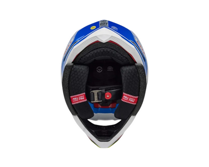 BELL 2025 MOTO-10 SPHERICAL PRO CIRCUIT BLUE/WHITE HELMET
