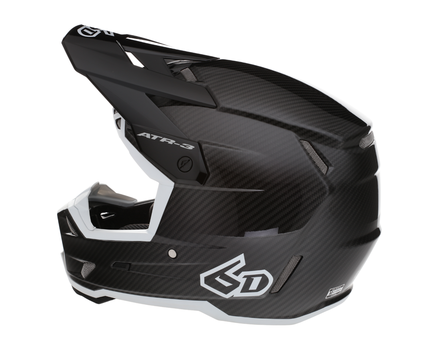 6D ATR-3 SOLID GLOSS BLACK/WHITE HELMET