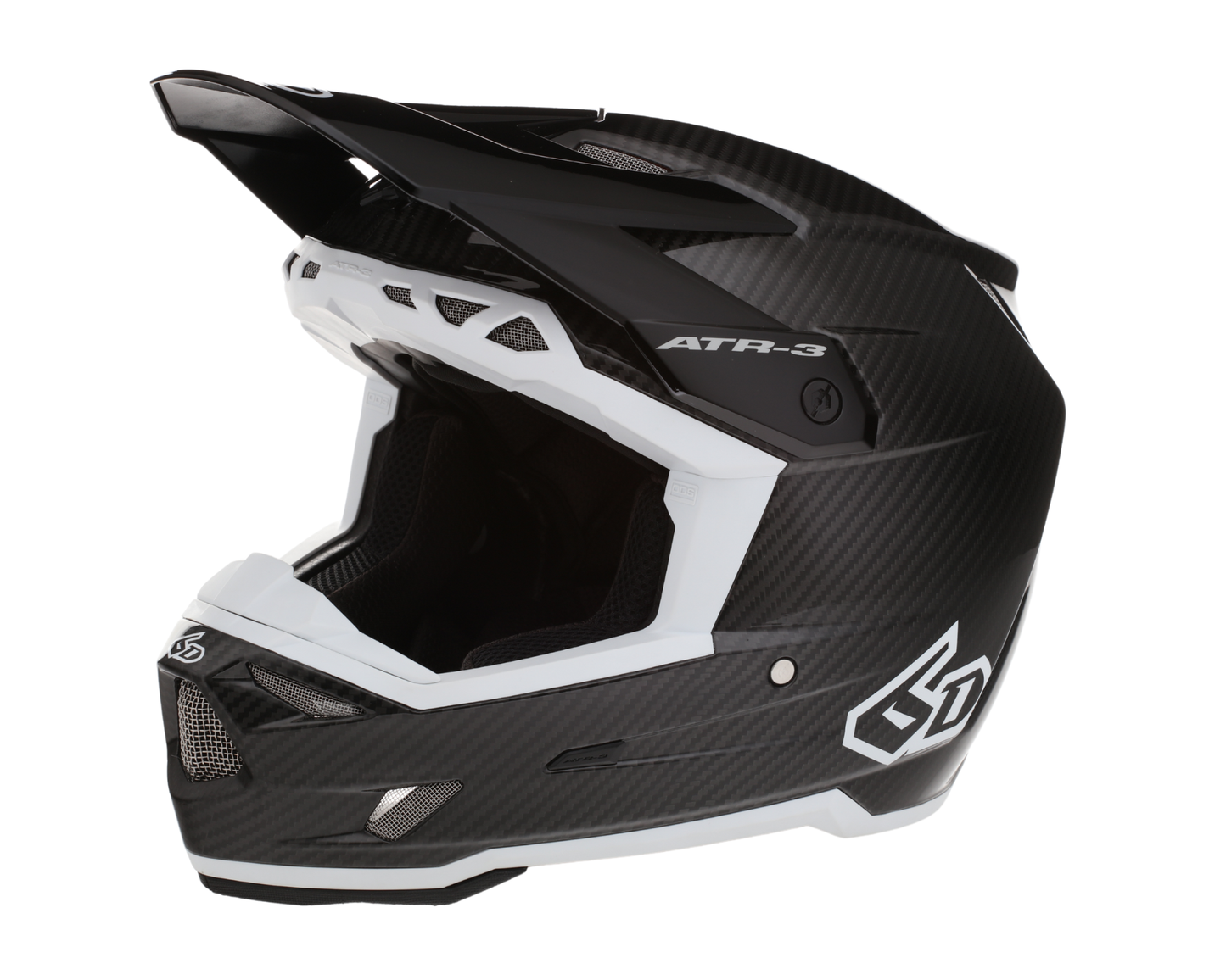 6D ATR-3 SOLID GLOSS BLACK/WHITE HELMET