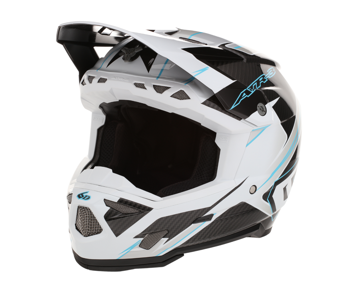 6D ATR-3 REFLEX GLOSS WHITE CYAN HELMET