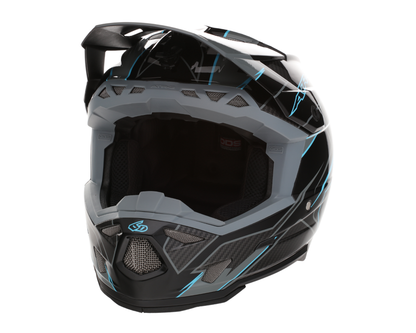 6D ATR-3 REFLEX GLOSS BLACK CYAN HELMET