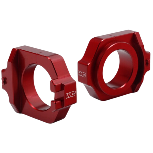 WORKS CONNECTION RED ELITE AXLE BLOCKS HONDA CRF250R / CRF450R 09-26