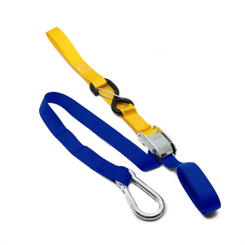KUSTOM HARDWARE SNAP HOOK 25MM TIE DOWNS BLUE/YELLOW