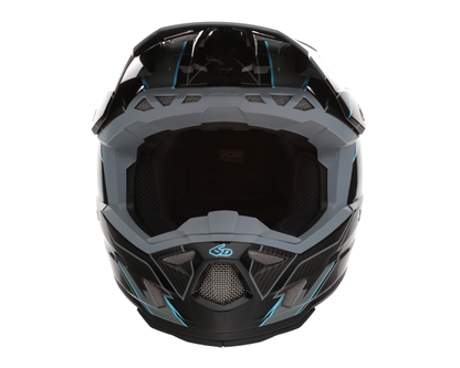 6D ATR-3 REFLEX GLOSS BLACK CYAN HELMET
