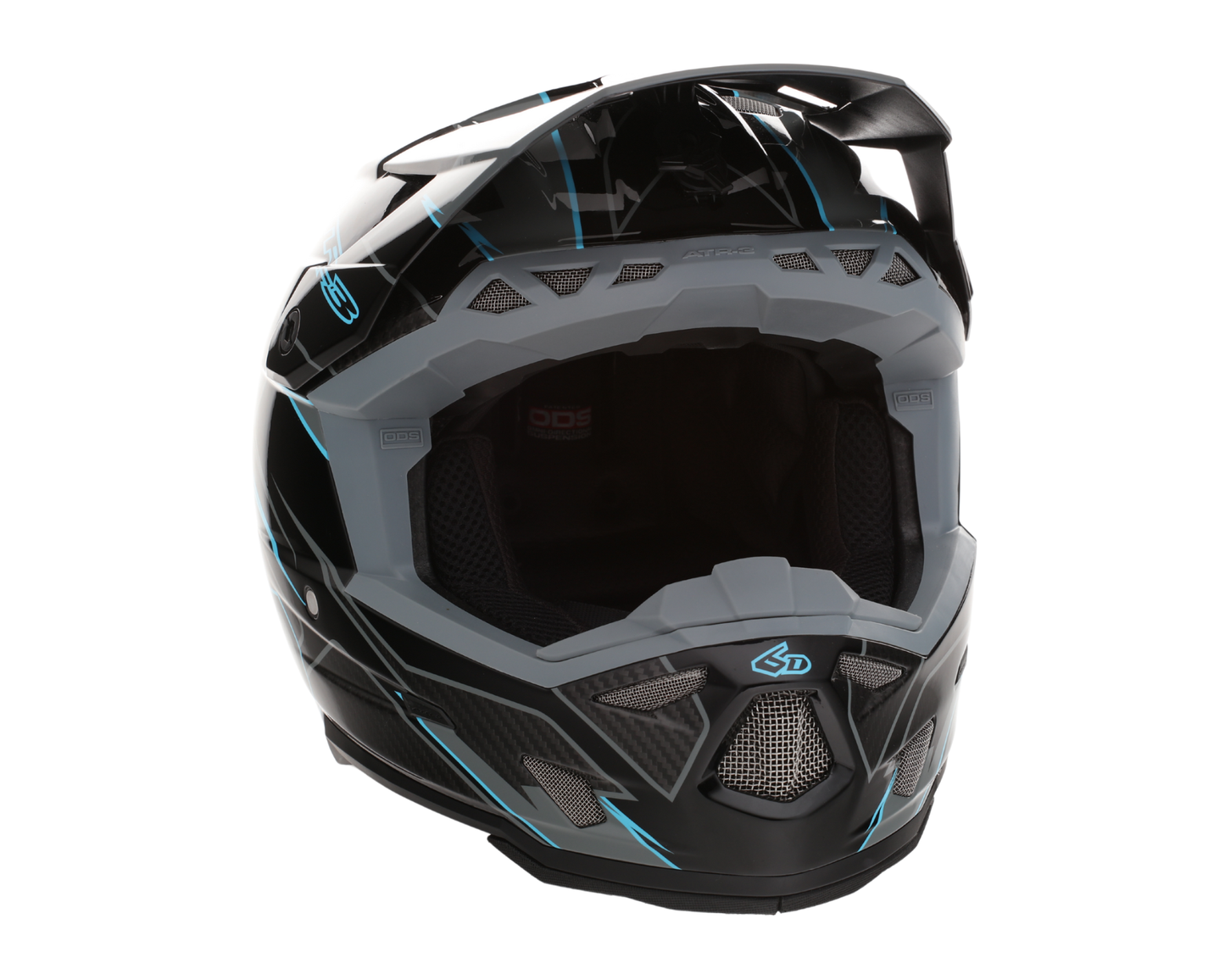 6D ATR-3 REFLEX GLOSS BLACK CYAN HELMET