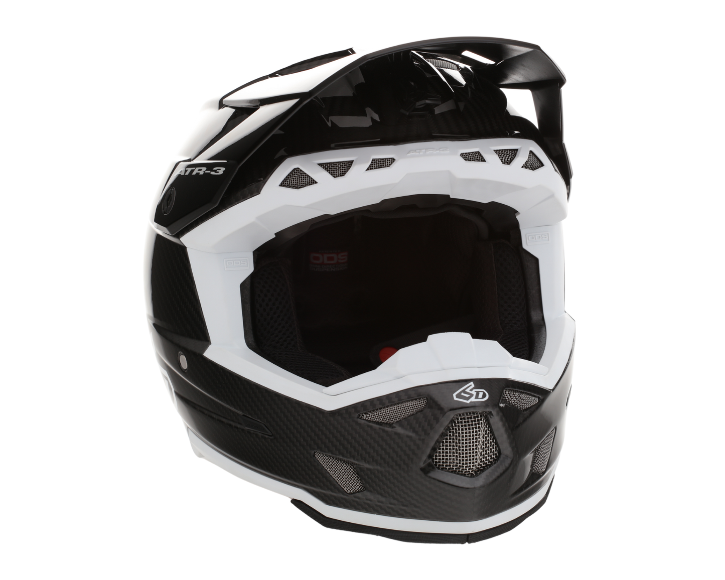 6D ATR-3 SOLID GLOSS BLACK/WHITE HELMET