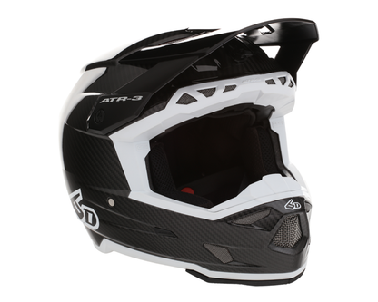 6D ATR-3 SOLID GLOSS BLACK/WHITE HELMET