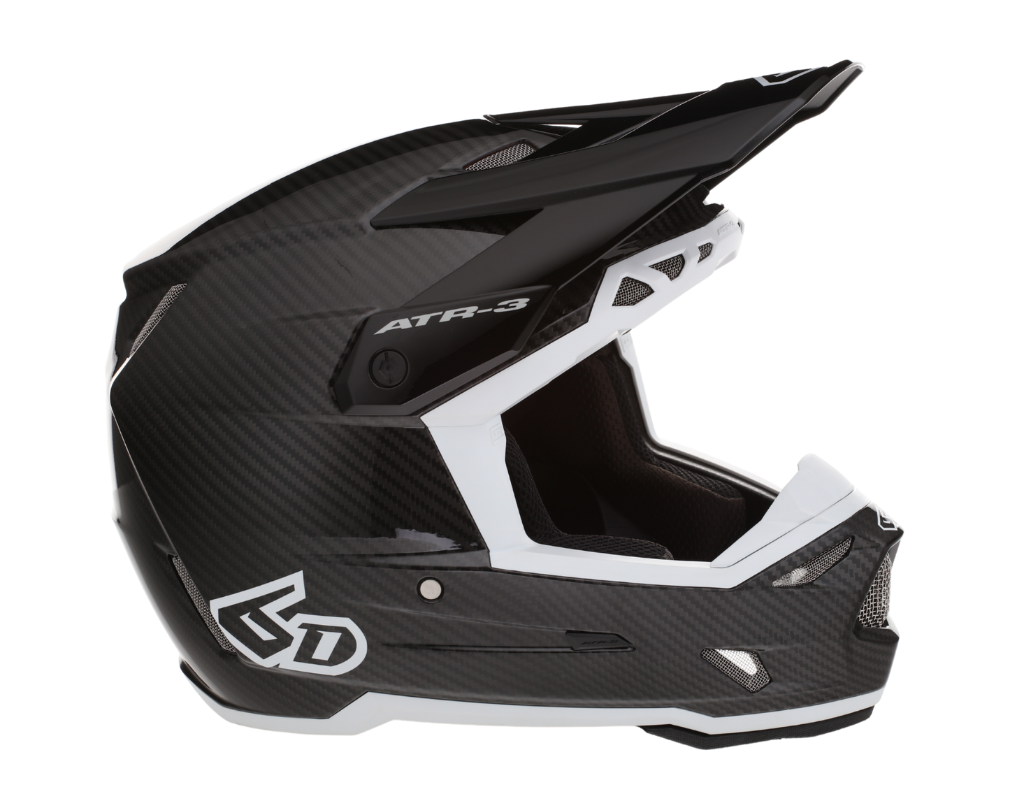 6D ATR-3 SOLID GLOSS BLACK/WHITE HELMET