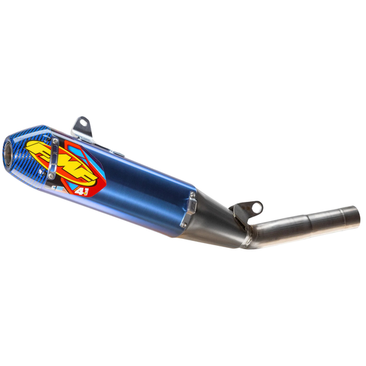 FMF YAMAHA YZ250F 19-26 YZ250FX 20-26 WR250F 23-26 FACTORY 4.1 RCT TITANIUM ANODISED SLIP-ON WITH BLUE CARBON END CAP