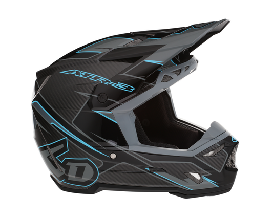6D ATR-3 REFLEX GLOSS BLACK CYAN HELMET