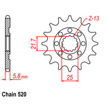 RK FRONT SPROCKET KAWASAKI KX450F 06-26 KX450X 21-25 KLX450R 08-23