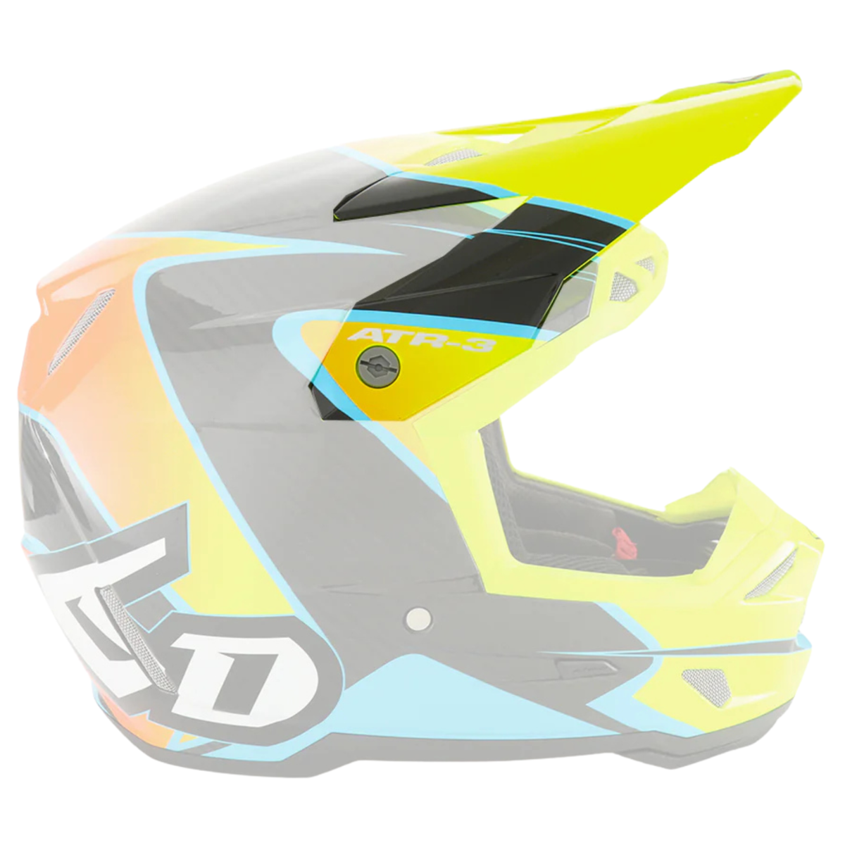 6D ATR-3 YOUTH WAVE GLOSS CYAN/NEON ORANGE/NEON YELLOW REPLACEMENT VISOR