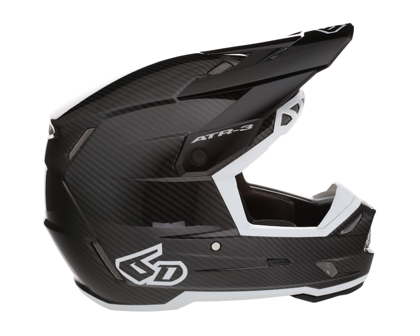6D ATR-3 SOLID GLOSS BLACK/WHITE HELMET