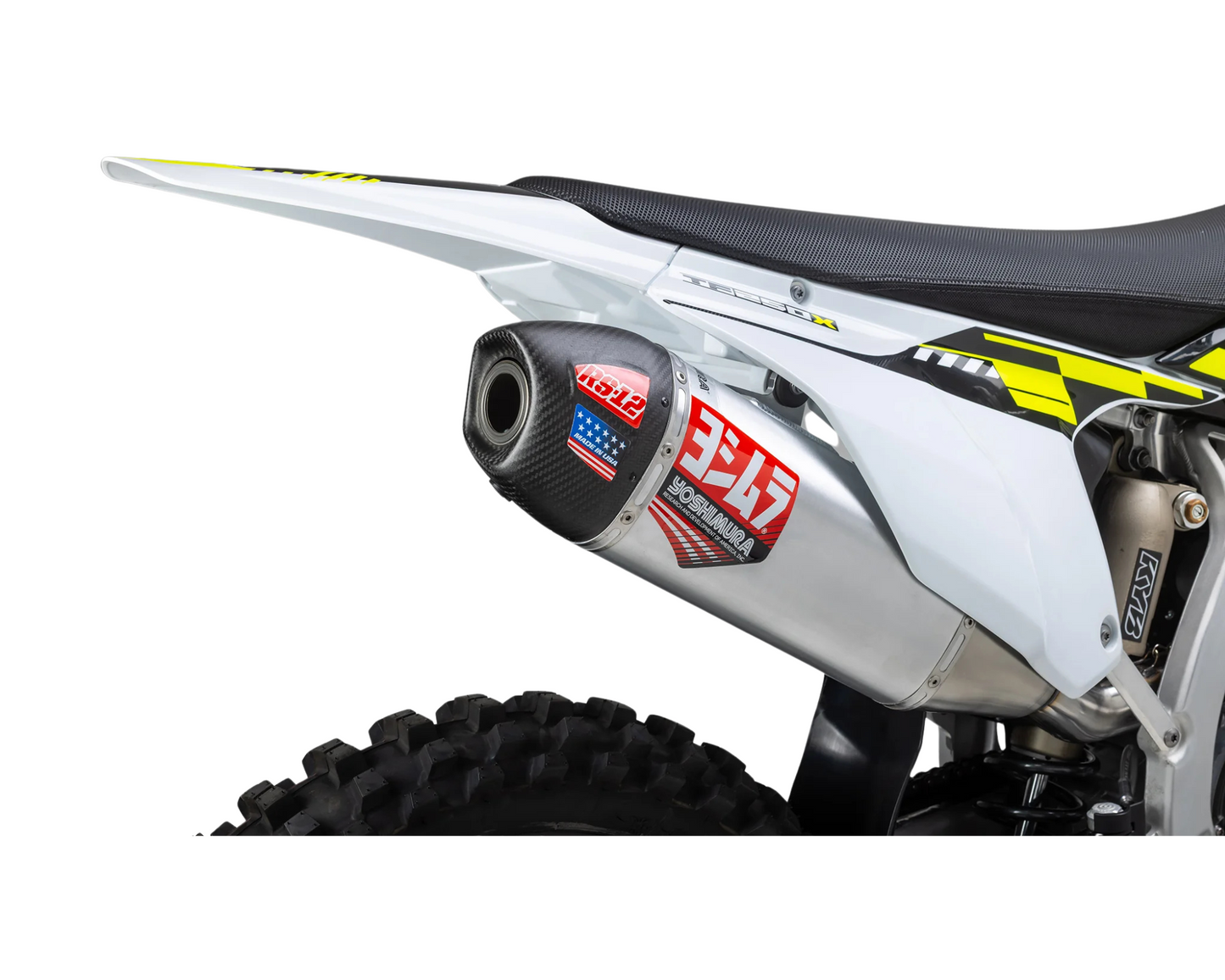 YOSHIMURA TRIUMPH TF 250-X 24-26 RS-12 STAINLESS FULL SYSTEM WITH CARBON END CAP