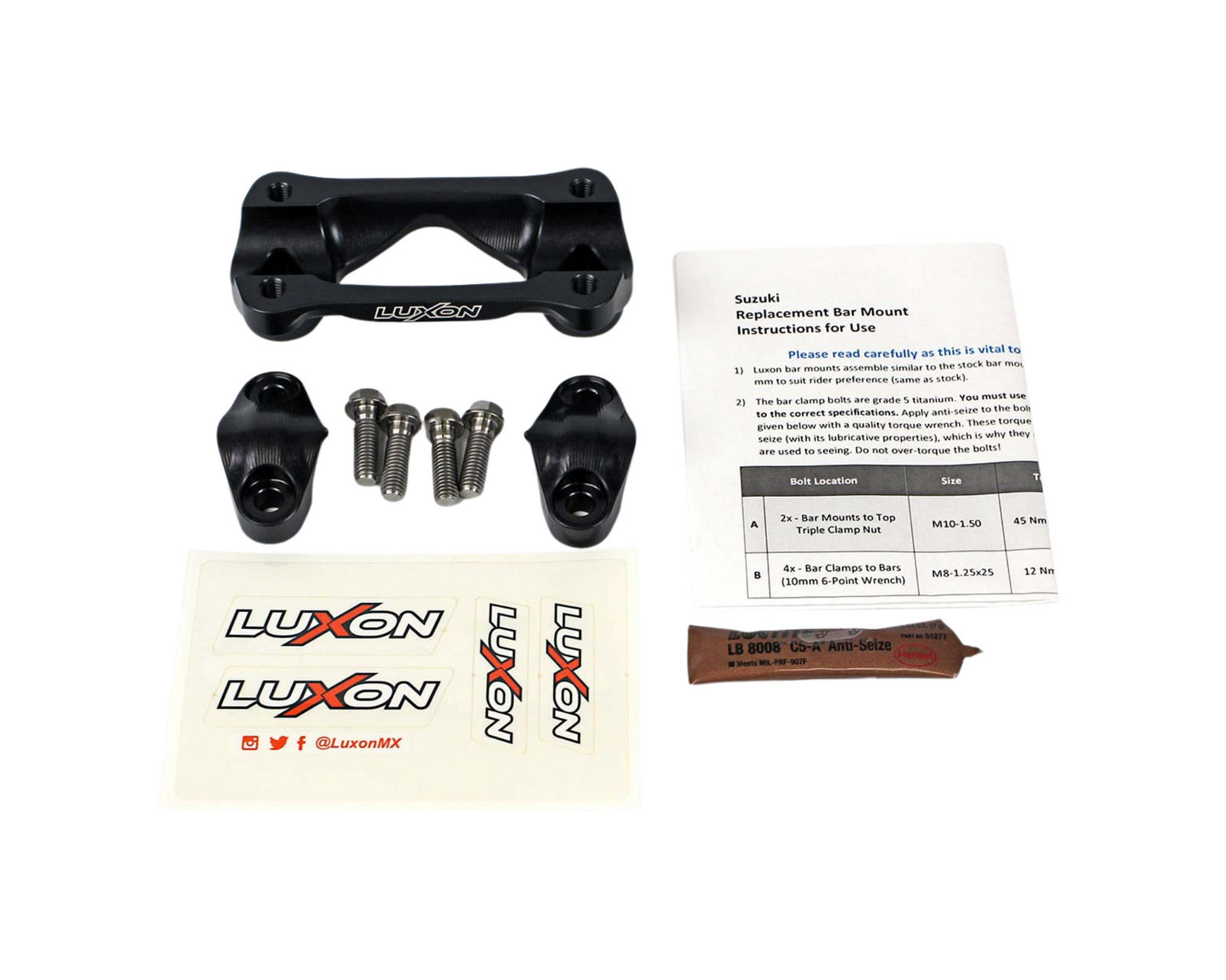 LUXON 1 1/8" BAR MOUNTS SUZUKI RMZ250/RMZ450 08-25 (FOR OEM CLAMPS)