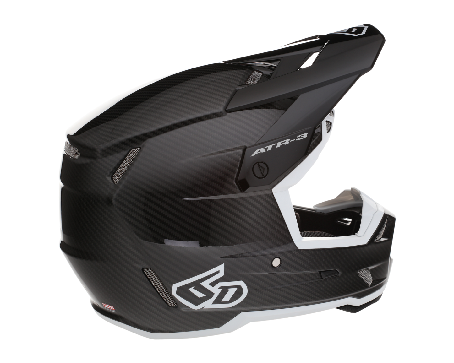 6D ATR-3 SOLID GLOSS BLACK/WHITE HELMET