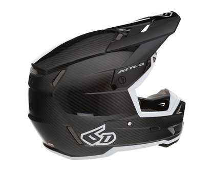 6D ATR-3 SOLID GLOSS BLACK/WHITE HELMET