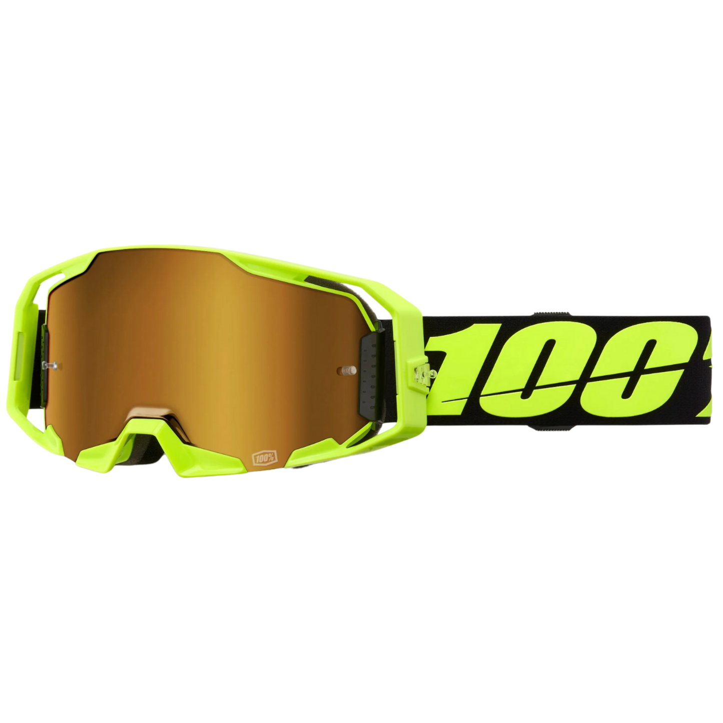 100% ARMATIC NEON YELLOW TRUE GOLD MIRROR GOGGLES