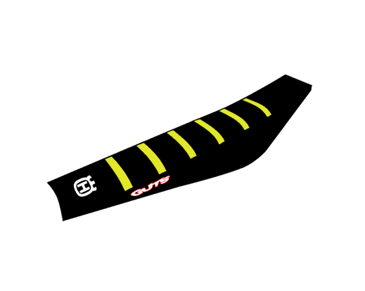 GUTS RIBBED SEAT COVER HUSQVARNA TC65 24-25 NEON YELLOW/BLACK/BLACK