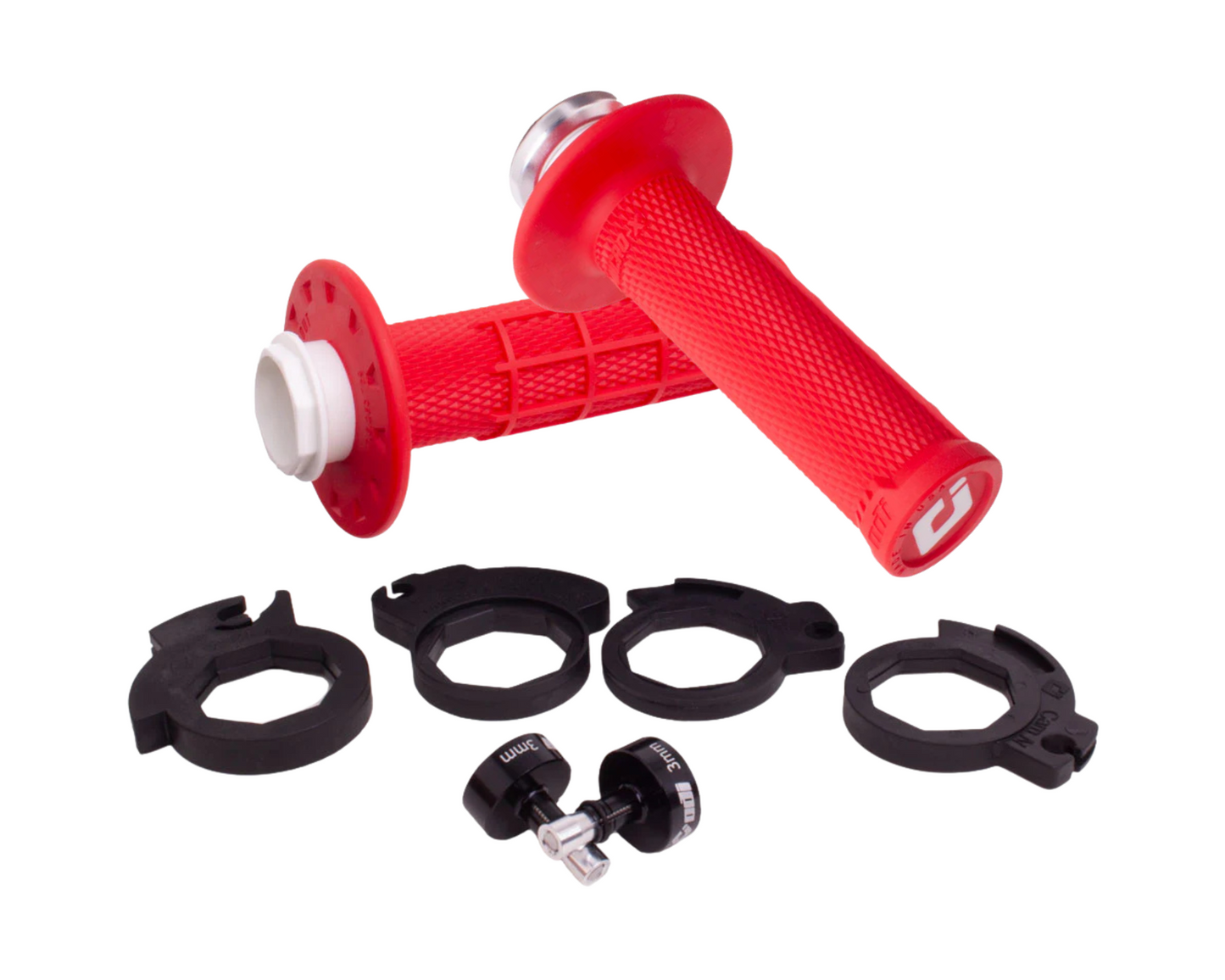 ODI MICRO-X HALF WAFFLE LOCK ON GRIPS 2T / 4T RED