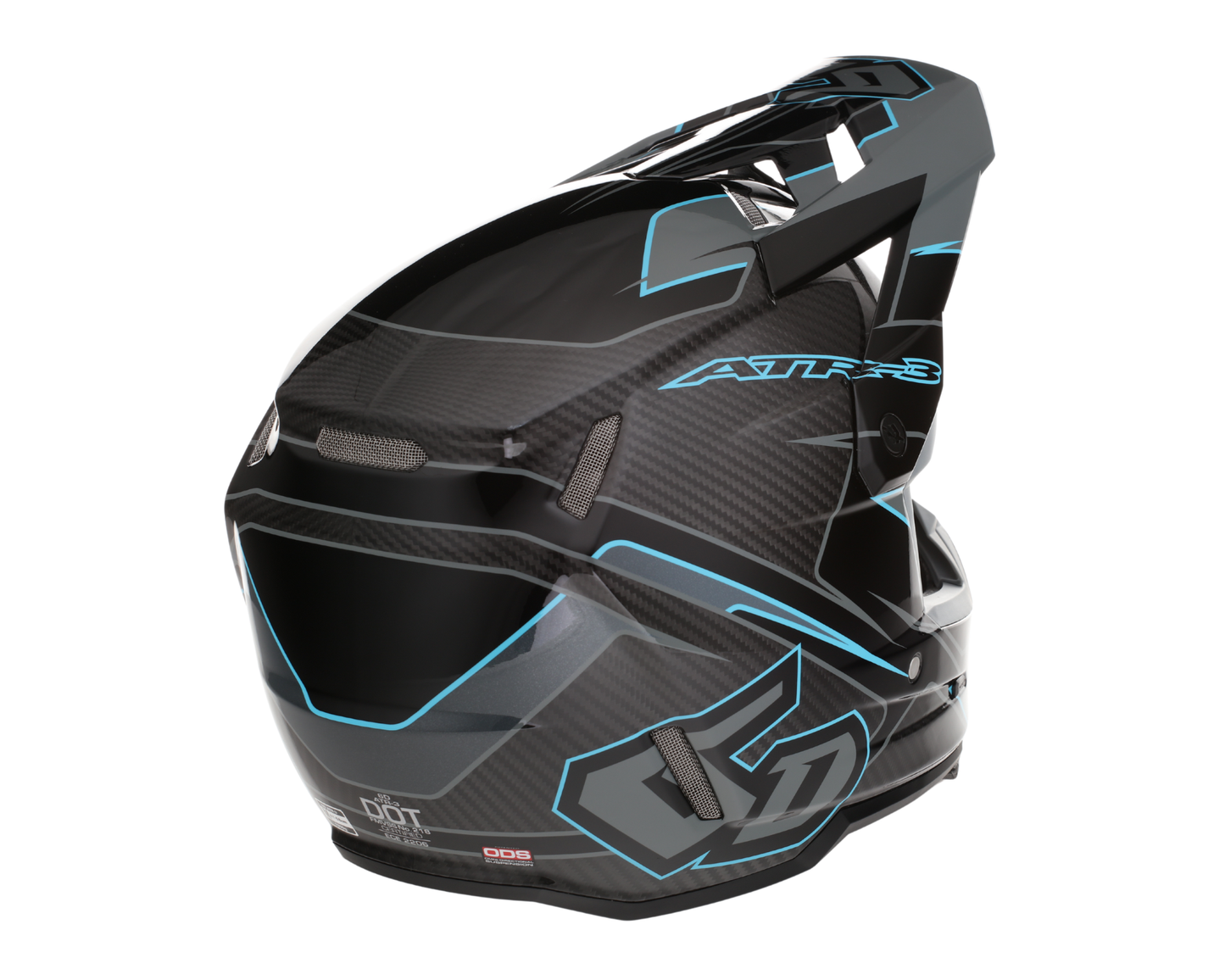 6D ATR-3 REFLEX GLOSS BLACK CYAN HELMET
