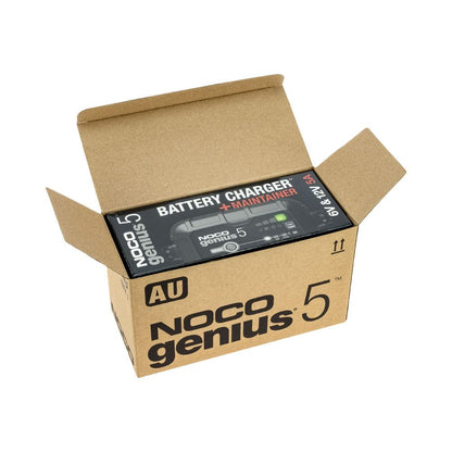 NOCO GENIUS 5 BATTERY CHARGER FOR LEAD ACID 6V, 12V & 12.8V LITHIUM BATTERIES