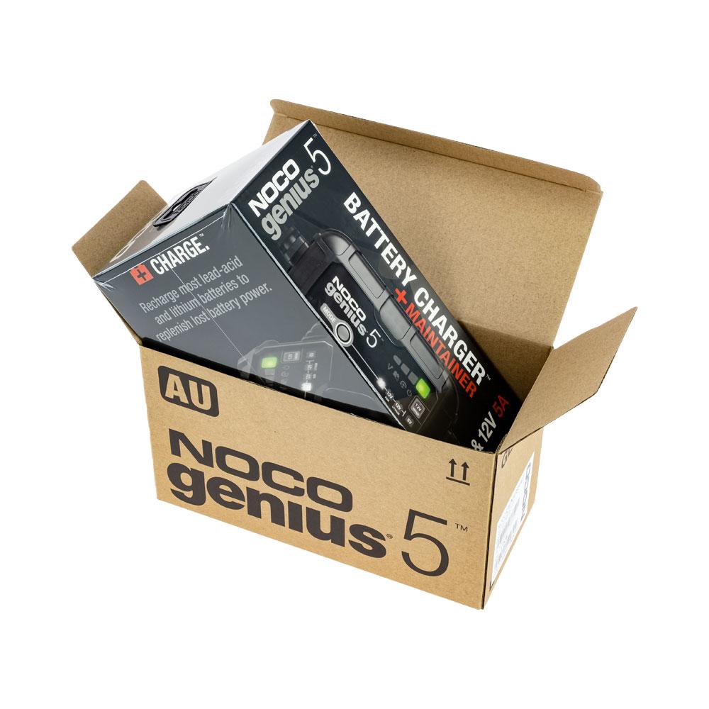 NOCO GENIUS 5 BATTERY CHARGER FOR LEAD ACID 6V, 12V & 12.8V LITHIUM BATTERIES