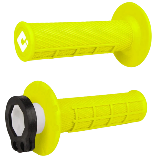 ODI HALF WAFFLE LOCK ON GRIPS 2T / 4T FLURO YELLOW
