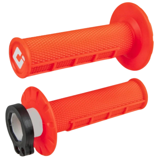 ODI HALF WAFFLE LOCK ON GRIPS 2T / 4T FLURO ORANGE
