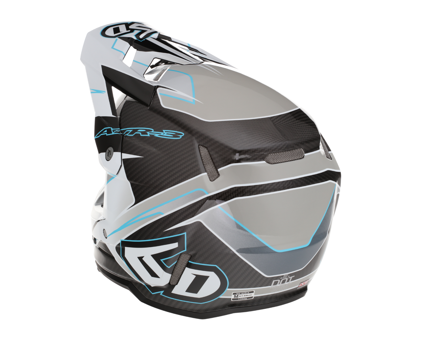 6D ATR-3 REFLEX GLOSS WHITE CYAN HELMET