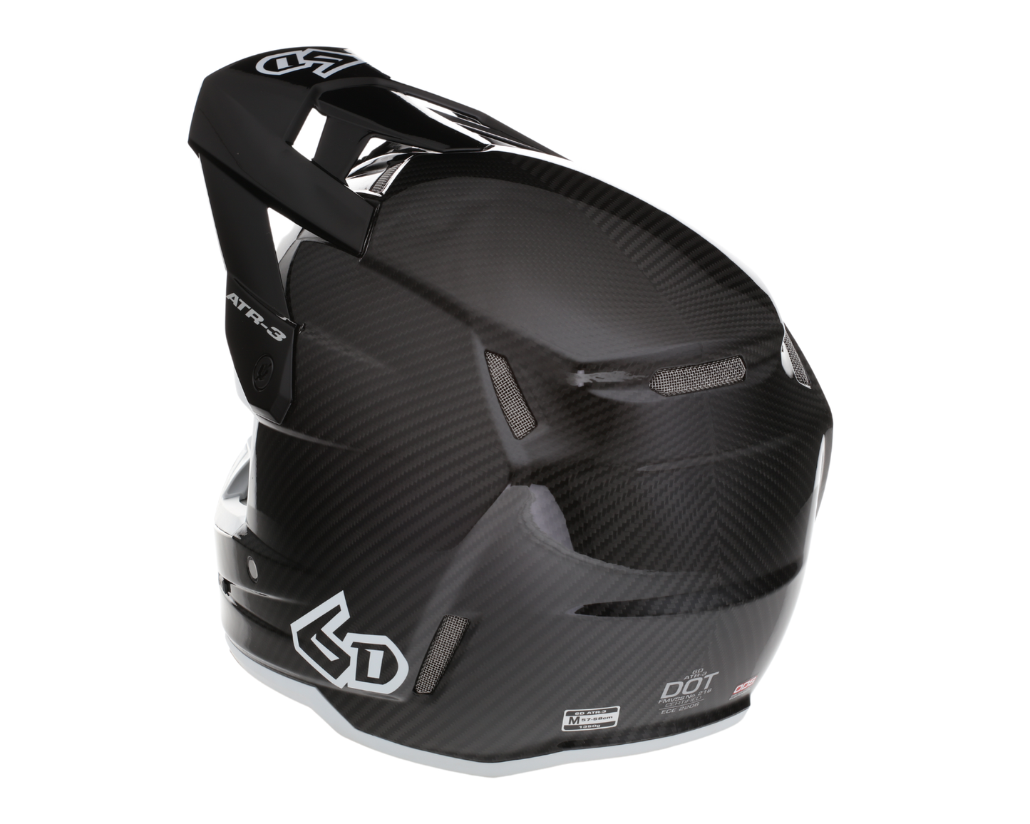 6D ATR-3 SOLID GLOSS BLACK/WHITE HELMET