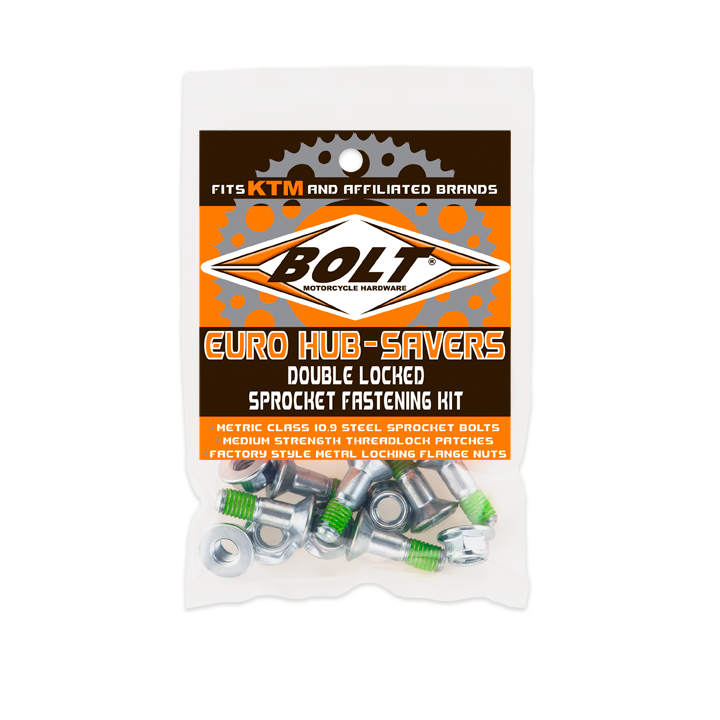 BOLT EURO HUB SAVERS SILVER DOUBLE LOCKED SPROCKET FASTENING KIT